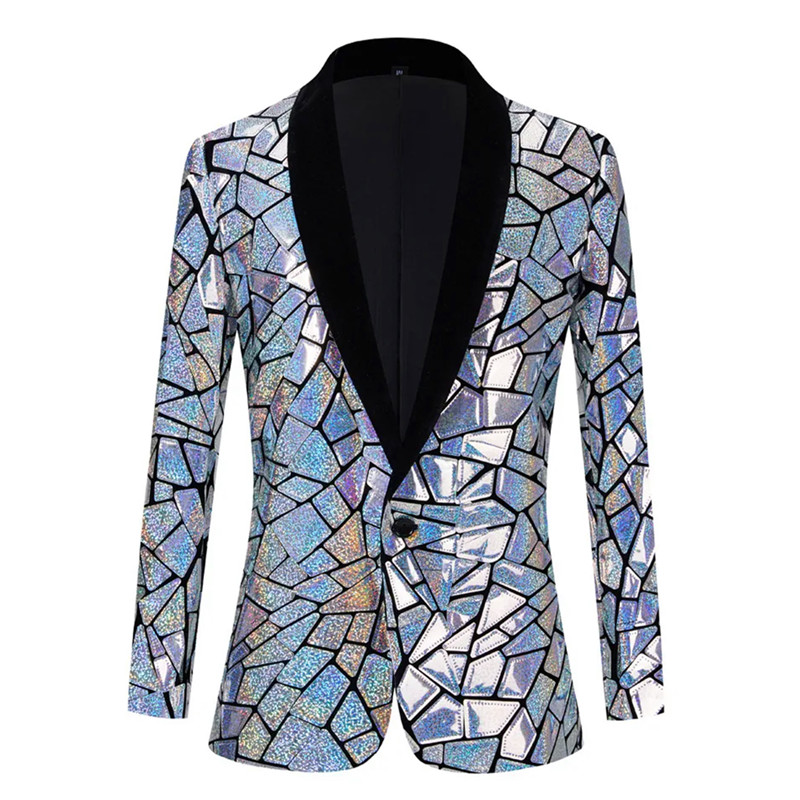 Men'S Grooming Mirror - Men's Luxury Laser Sequin Blazer Jacket