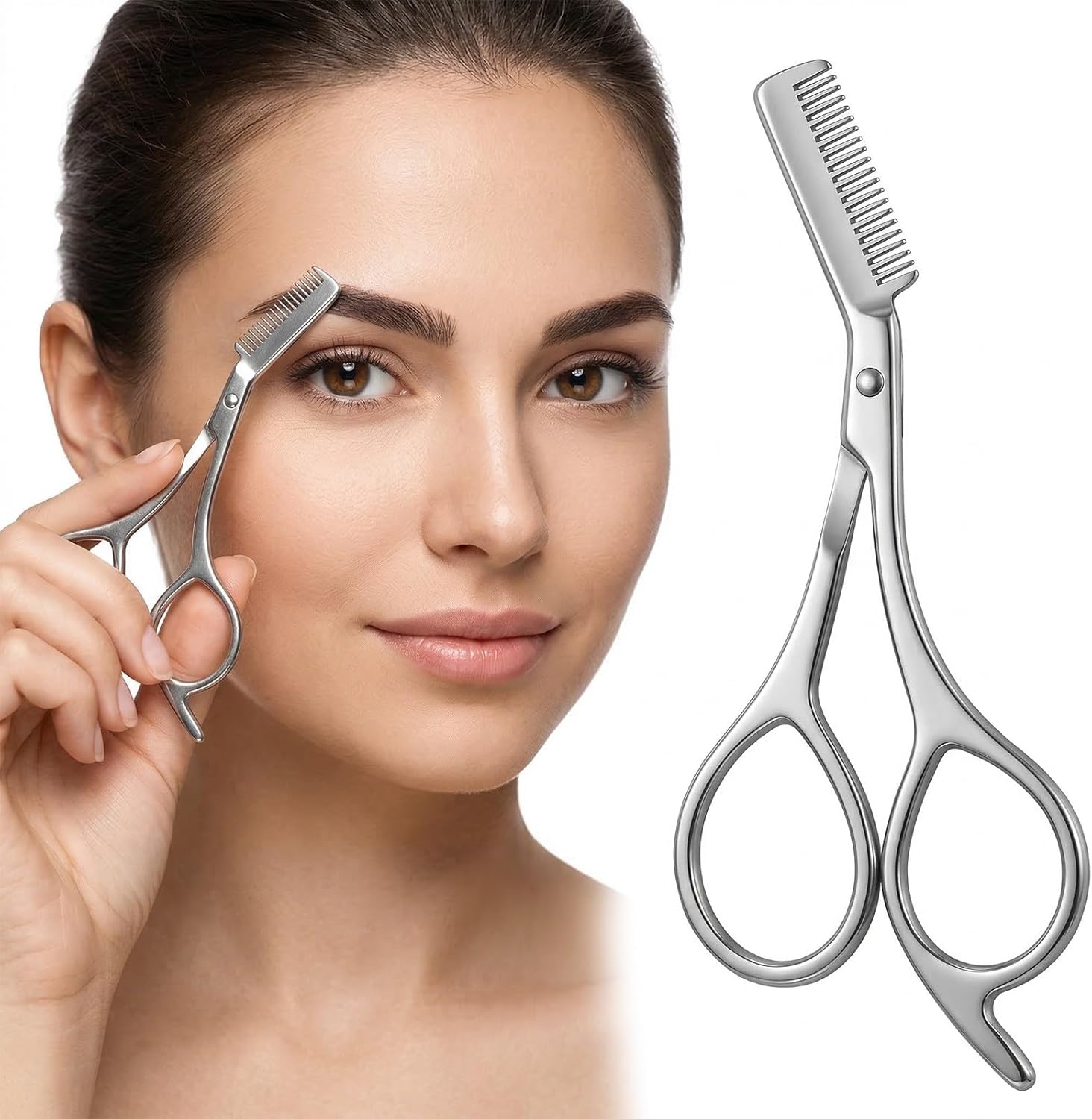 Men'S Grooming Mirror - Stainless Steel Eyebrow Scissors with Comb
