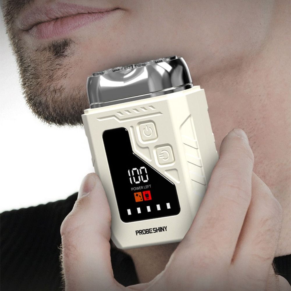 Men'S Grooming Mirror - 2in1 Mini Electric Shaver Digital Display