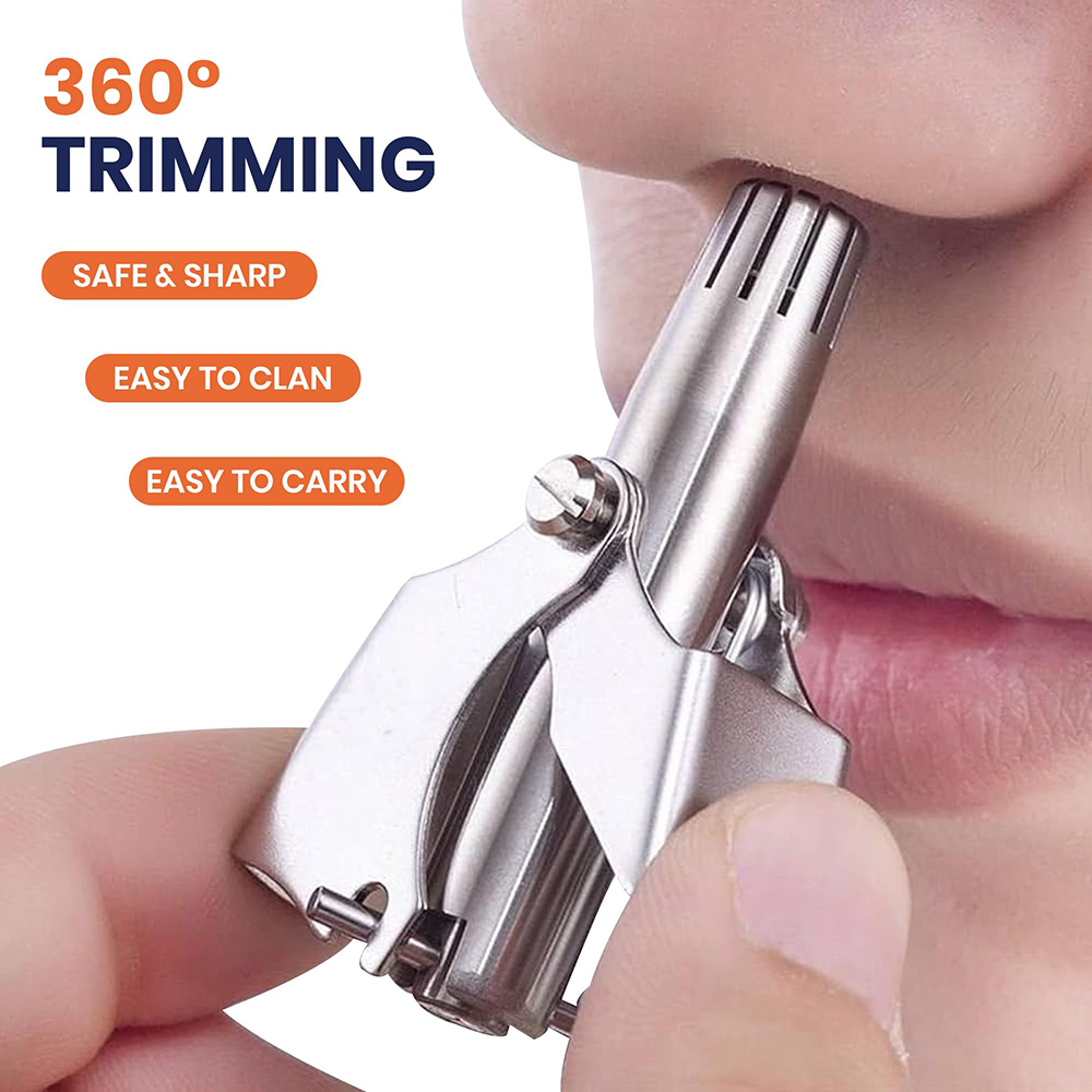 Men'S Grooming Electric Trimmer - Portable Stainless Steel Manual Nose Ear