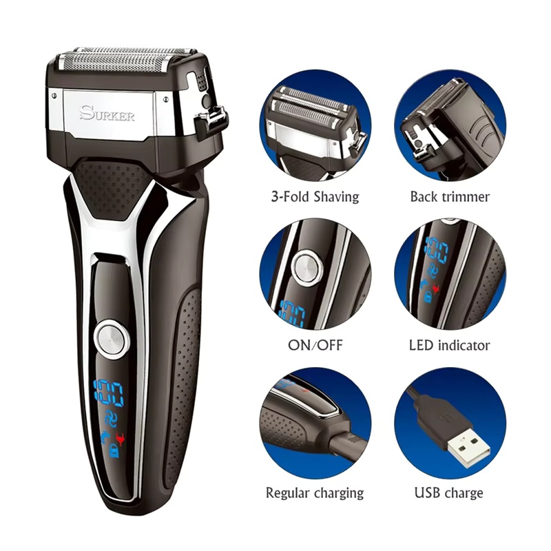 Men'S Grooming Razor Kit - Surker Electric Shaver for Men Rechargeable