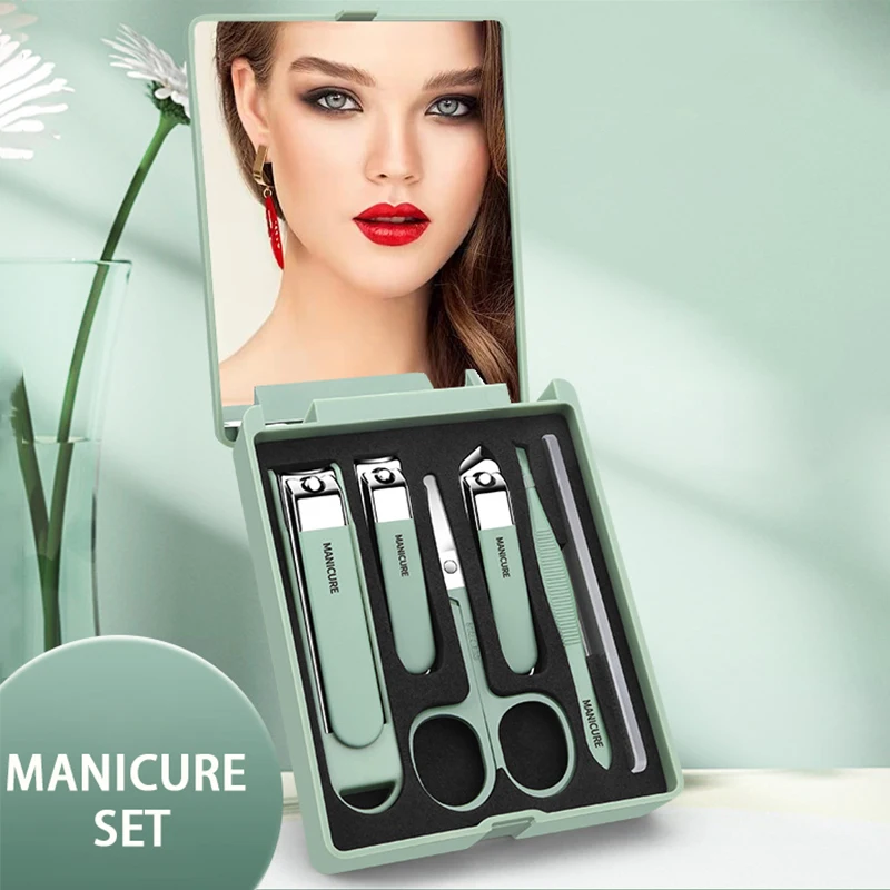 6pcs Nail Care Kit - Compact T - Men'S Grooming Mirror review and price